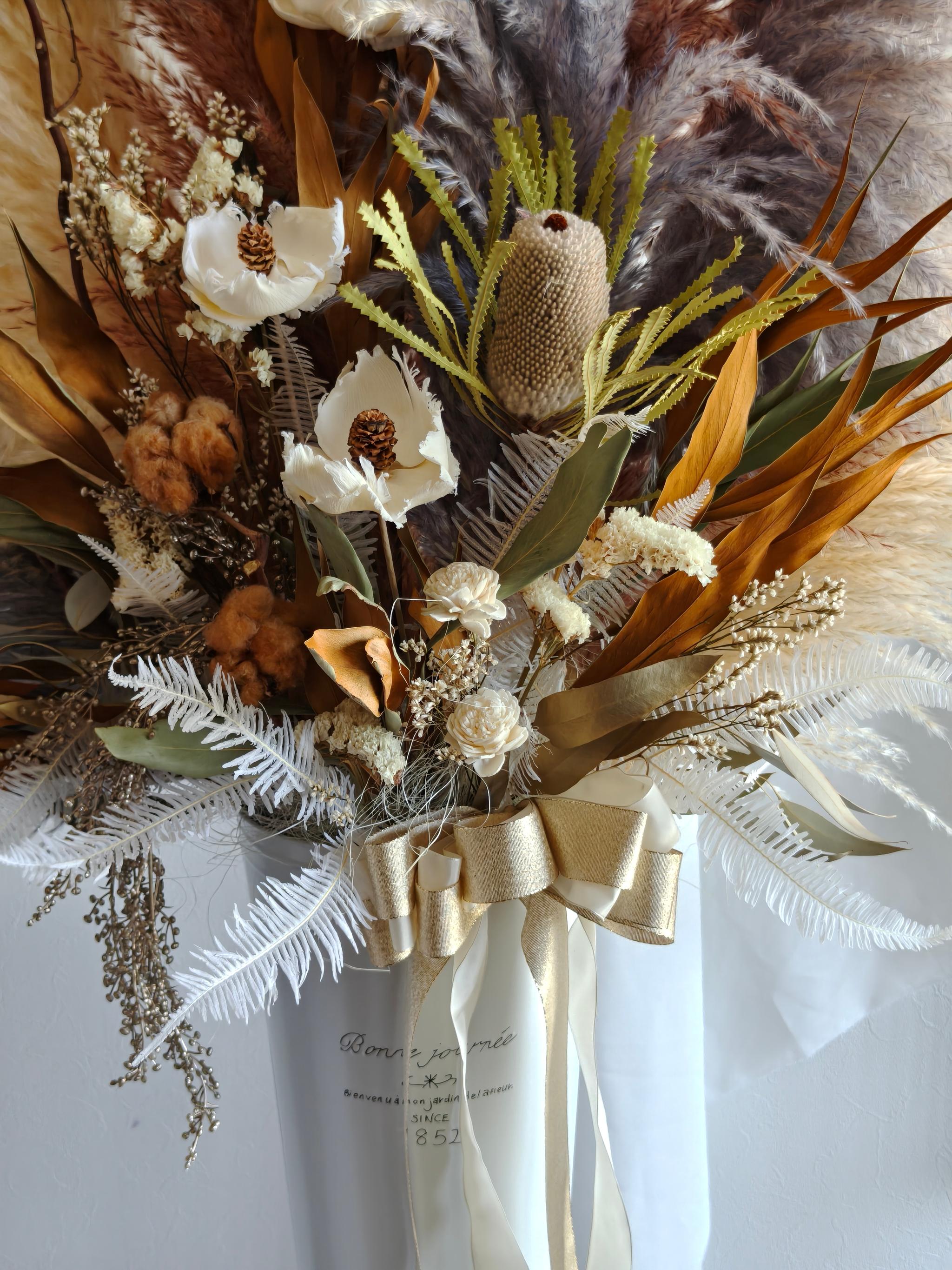 オーダー特大ボリューミーなドライフラワーのお祝い花 スタンド花パンパスグラス 開店祝い店舗装飾 誕生日結婚式 受付装花 | 9枚目